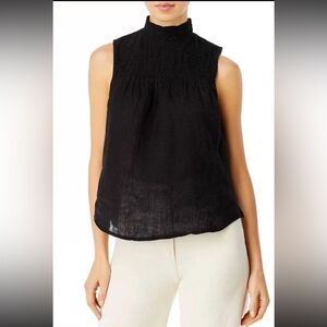 NWT Bella Dahl Sleeveless Black Smocked Top, Button Back, XS